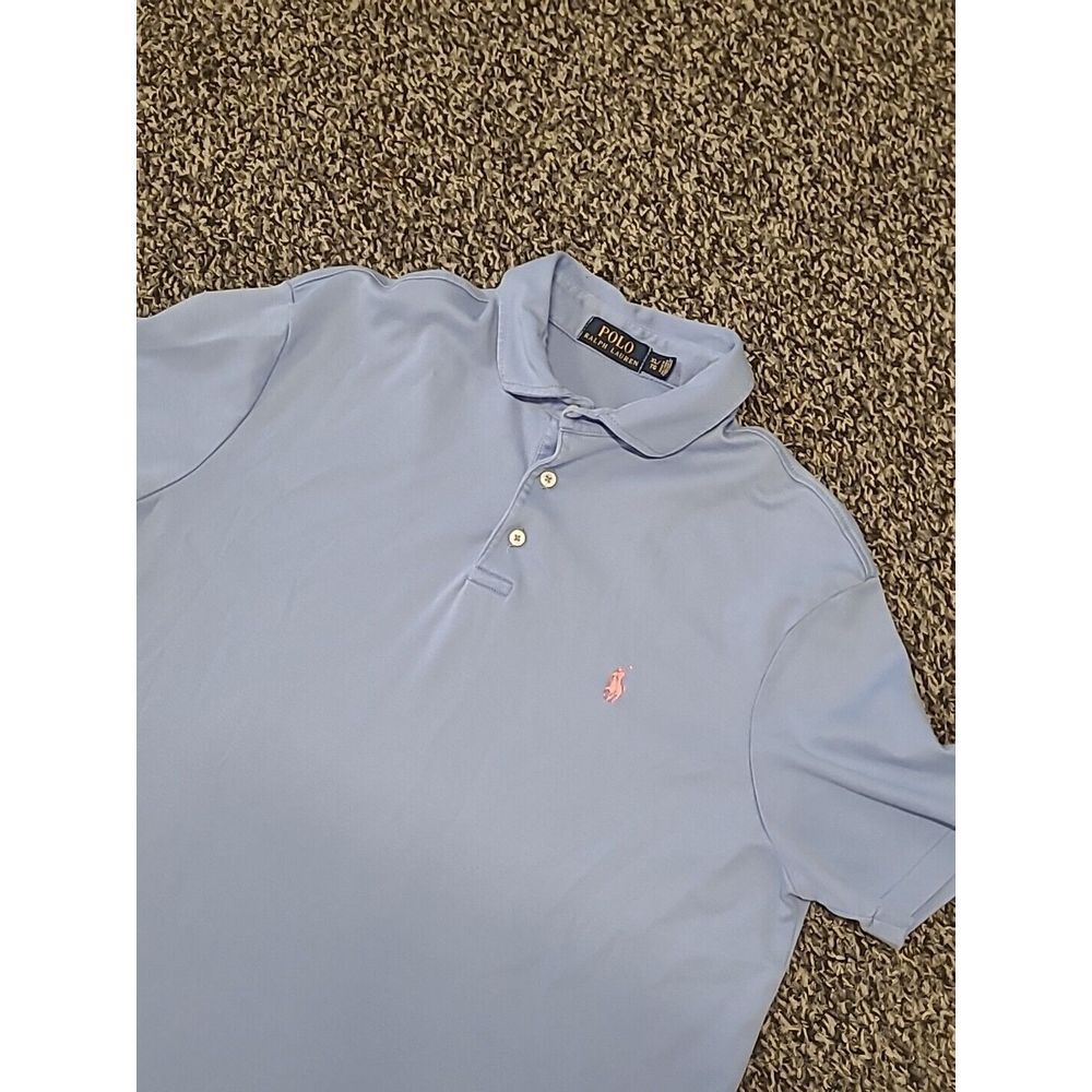 Ralph Lauren Polo Shirt Mens‎ XL Blue Solid Soft Cotton Short Sleeve